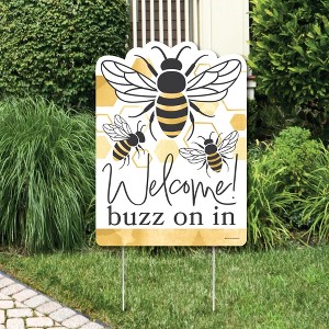 Big Dot of Happiness Little Bumblebee - Party Decorations - Bee Baby Shower or Birthday Party Welcome Yard Sign - 1 of 4