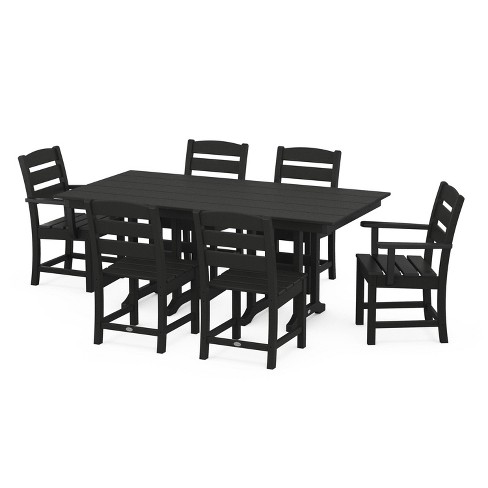 Lakeside 7pc Farmhouse Dining Set Black Polywood Target