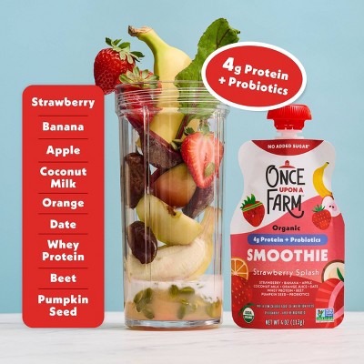 Once Upon A Farm Protein Strawberry Splash Pouch - 4oz