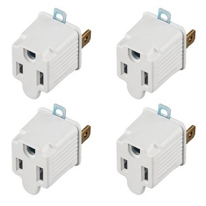 Itopfox 3-Prong to 2-Prong Outlet Adapter, Grounding Converter Plug for Travel & Business, 15A/125V, White, 4-Pack - 1 of 4