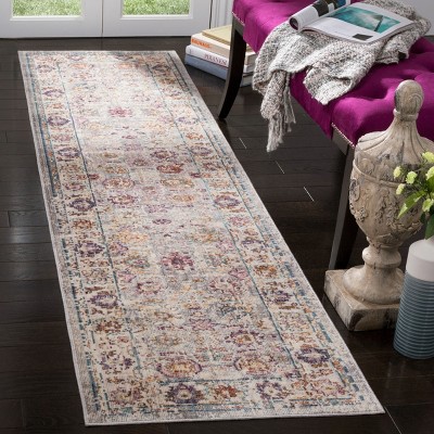 Gray Hand-Knotted Viscose and Cotton Area Rug, 27" x 8"