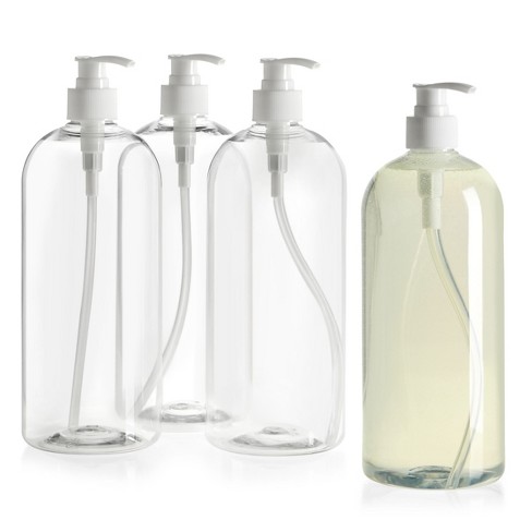 frokost undgå overbelastning Okuna Outpost 4 Pack Large Plastic Bottles With White Pumps For Shampoo And  Conditioner, Refillable Body Wash Dispensers (32oz / 1 Liter) : Target