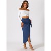 Allegra K Women's Boho High Waisted Long Summer Beach Maxi Wrap Skirts with Slit - 4 of 4