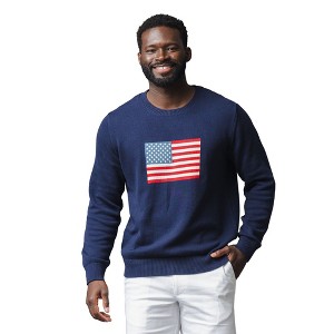 Hope & Henry Men's Organic Crew Neck Flag Sweater, Navy Flag, X