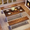 Okak Farmhouse 3-Piece Rectangular Dining Table with Tuck-Under Benches,Minimalist Kitchen Dinner Table for Dining Room,Family Meals - 3 of 4