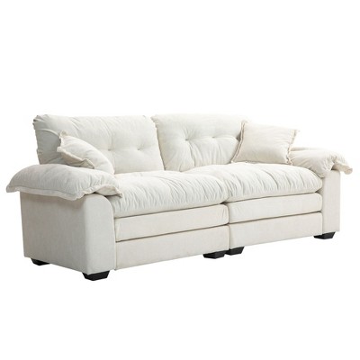 NicBex 84 Inch Chenille Couch Loveseat Deep Seat Sofa with 2 Throw Pillows and Memory Foam for Living Room,Office,Apartment