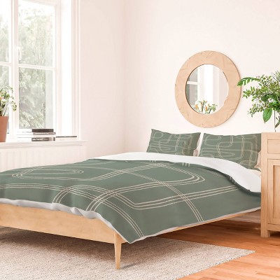 Deny Designs Cocoon Abstract Design Duvet Cover and Pillow Sham Set Green
