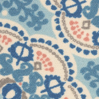 Bohemian Bliss Blue Floral Synthetic 93"x130" Indoor/Outdoor Rug