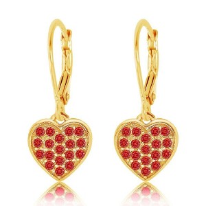 Chanteur Hypoallergenic Kids Jewelry Accessories Heart Red Crystal Yellow Gold Brass Plating Earrings leverback is made from 925 Sterling silver - 1 of 1