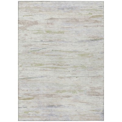 Ivory And Beige Abstract Washable Indoor Outdoor Area Rug