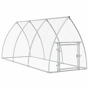 vidaXL Chicken Cage Silver Galvanized Steel Large Durable Chicken Cage - 118.1" x 41.3" x 47.2" - 1 of 4