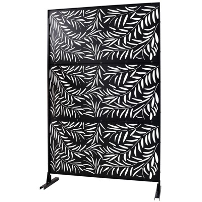 DSVIMOY Outdoor & Indoor Privacy Screen, Freestanding Decorative Privacy Screen for Deck Balcony Patio, Black, 48"*76"*16"