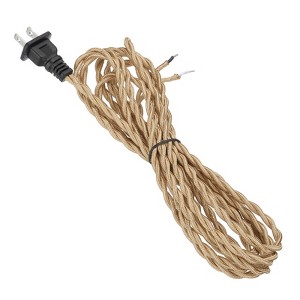 Unique Bargains Extension DIY Repairing Twisted Cloth Covered Lamp Wire with Plug 18 AWG - 1 of 4
