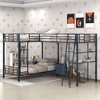 PAGED Full Size Loft Bed with Desk Modern Simple Metal Bed Frame with Storage Shelves, Guardrails and Ladder for Bedroom - 2 of 4