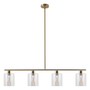 DORESshop Modern 3/4 Light Gold Kitchen Island Pendant Light , Retro Industrial Linear  Ceiling Lights with Clear Glass Shade for Kitchen - 1 of 4