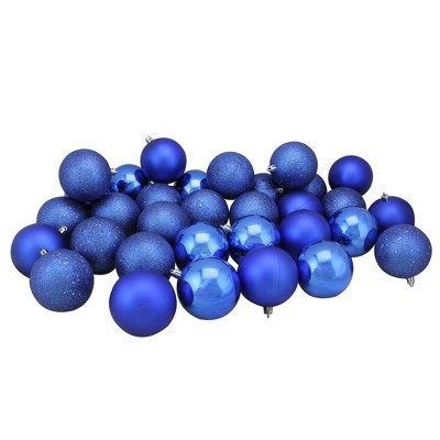 Northlight 32ct Shatterproof 4-Finish Christmas Ball Ornament Set 3.25" - Blue