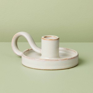 Ceramic Taper Candle Holder Sour Cream - Hearth & Hand™ with Magnolia - 1 of 3