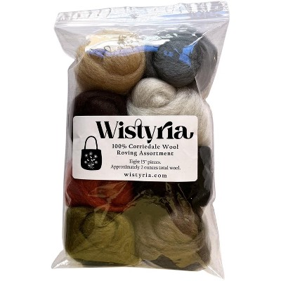 Wistyria Editions Wool Roving 15 .25oz 8/Pkg-Rustic