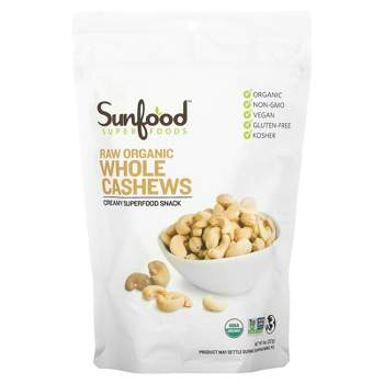 Sunfood Raw Organic Whole Cashews, 8 oz (227 g)