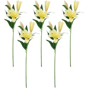 Northlight Real Touch™ Yellow Artificial Lily Floral Stems, Set of 5 - 38" - 1 of 4