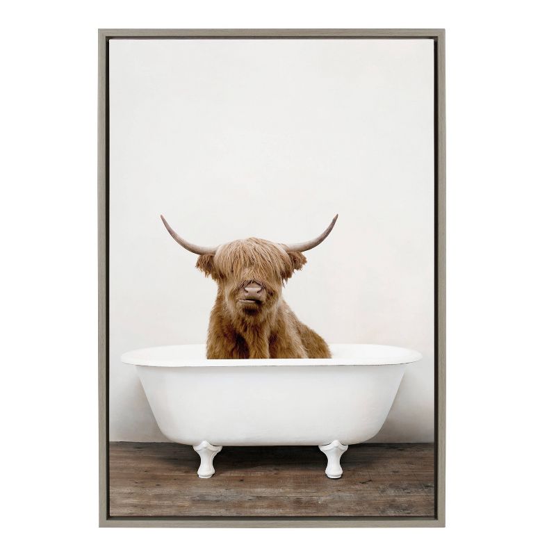 23&#34; x 33&#34; Sylvie Highland Cow in Tub Color Framed Canvas by Amy Peterson Gray - Kate &#38; Laurel All Things Decor, 3 of 8