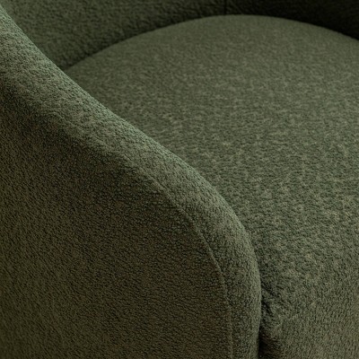 32" Green Boucle Swivel Barrel Accent Chair