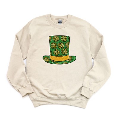 Simply Sage Market Women's Graphic Sweatshirt Shamrock Top Hat - M - Dust