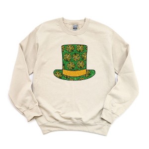 Simply Sage Market Women's Graphic Sweatshirt Shamrock Top Hat - S - Dust - 1 of 3