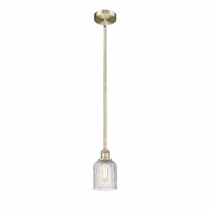 Bridal Veil - 1 Light Stem Hung Mini Pendant In Art Deco Style-8.5 Inches Tall and 5 Inches Wide - 1 of 1
