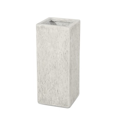 Maggift Outdoor Planters with Classic Design, Flower Planter Pot for Garden, Courtyard, Patio, White，8.25"*8.25"*20"