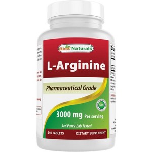 Best Naturals L-Arginine 3000mg Per Serving - 240 Tablets - Pharmaceutical Grade - Non-GMO & Gluten Free - Made in The USA - 1 of 4
