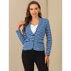 INSPIRE CHIC Women's Notched Collar Long Sleeve Button Front Striped Blazer - 3 of 4