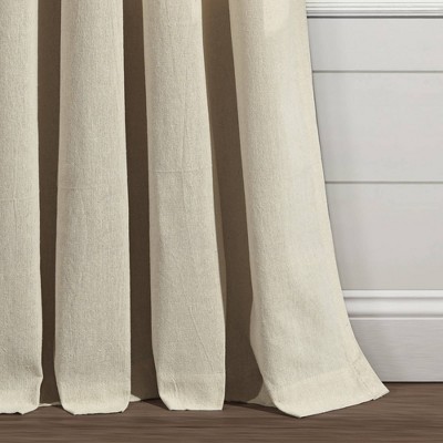 Boho Pom Pom Tassel Dark Linen Cotton Blend Window Curtain Panel