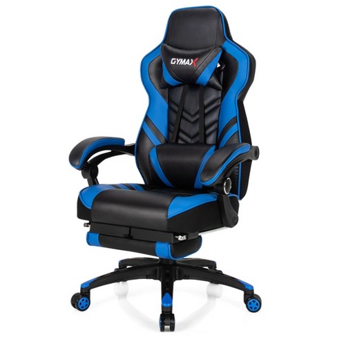 Costway Office Computer Desk Chair Gaming Chair Adjustable Swivel  w/Footrest Blue