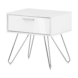 Slendel Nightstand Pure White - South Shore: Bedside Table with Storage, Modern Design, Laminated Particle Board - 1 of 4