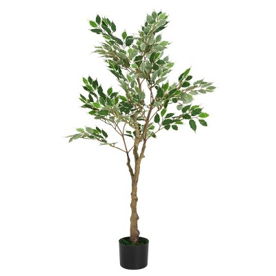 Syemin Artificial Plants Artificial Ficus Tree with Pot Indoor Outdoor Faux Potted Plant Artificial Plants for Home Decor Chr, Green, 31"*31"*51"