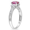 EVERLY JEWELRY | 10K White Gold 1.37 CT TGW Created Pink and Created White Sapphire and Diamond Accent 3-Stone Engagement Ring - 2 of 4