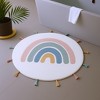 HomeRoots 32" White Blue And Pink Cotton Rainbows Round Youthful Bath Rug - 2 of 4