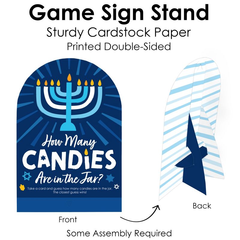 Big Dot of Happiness Hanukkah Menorah - How Many Candies Chanukah Holiday Party Game - 1 Stand and 40 Cards - Candy Guessing Game, 5 of 8