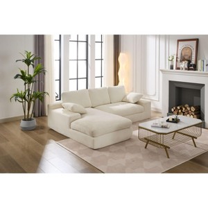 VASIP "99" Modular L-Shaped Sleeper Sectional Sofa Set - Modern Minimalist 2-Piece Upholstered Couch, No Assembly Required,White - 1 of 4