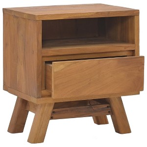 vidaXL Bedside Cabinet 15.7"x11.8"x17.7" Solid Teak Wood - 1 of 4