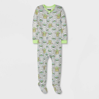 Baby Boys' Star Wars Baby Yoda Hacci Snug Fit Footed Pajama - Gray 3-6M