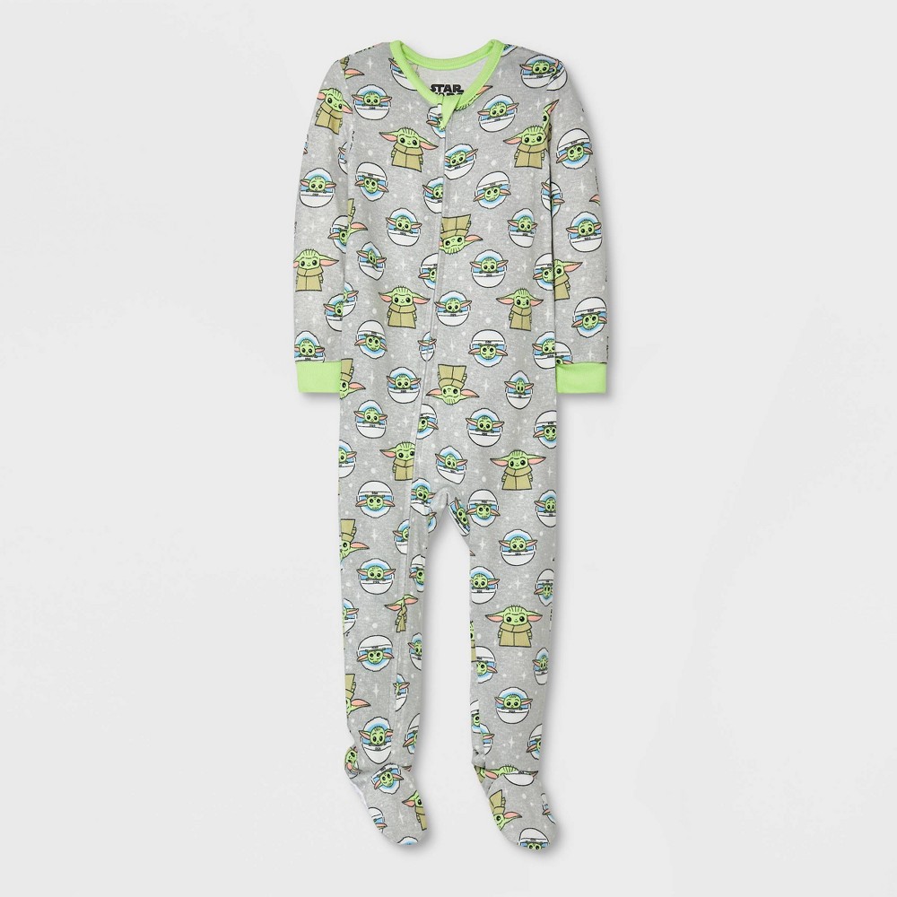 Baby Boys' Star Wars Baby Yoda Hacci Snug Fit Footed Pajama - Gray 24M