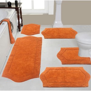 Waterford Collection Tufted Bath Rug, Extra Soft and Absorbent, Non-Slip Plush Bath Carpet, Machine Wash, bath rug for Bathroom, 5 Pcs Set, Terracotta - 1 of 4