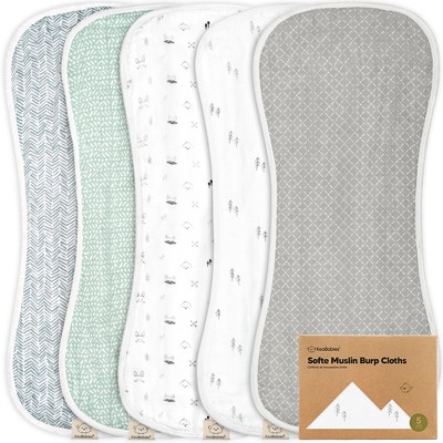 Image of KeaBabies 5pk Organic Softe Muslin Burp Cloths for Baby Girls and Boys, Large Absorbent Burping Cloths for Babies, Baby Burp Clothes (Nordic)