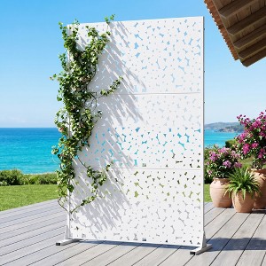 MAYEERTY 72 x 47 Inch Outdoor Privacy Screen, Pebble Stone Galvanized ...