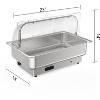 Stainless Steel Electric Chafing Dish Buffet Set 9QT with Temperature Control, Roll Top Buffet Servers and Warmers with Transparent Lid for Catering - 2 of 4