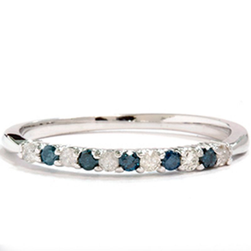 Pompeii3 1/4ct Blue & White Diamond Anniversary Ring 14K White Gold, 3 of 6