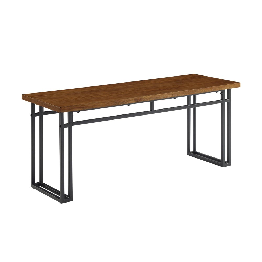 Modern Double Leg Dining Bench Walnut - Saracina Home: Industrial Style, Entryway Seating
