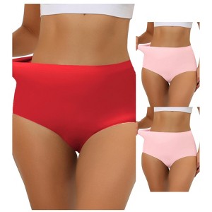 Allegra K Women's Elastic High-Waisted Unlined Breathable No-Show Hipster Underwear 3 Packs - 1 of 4